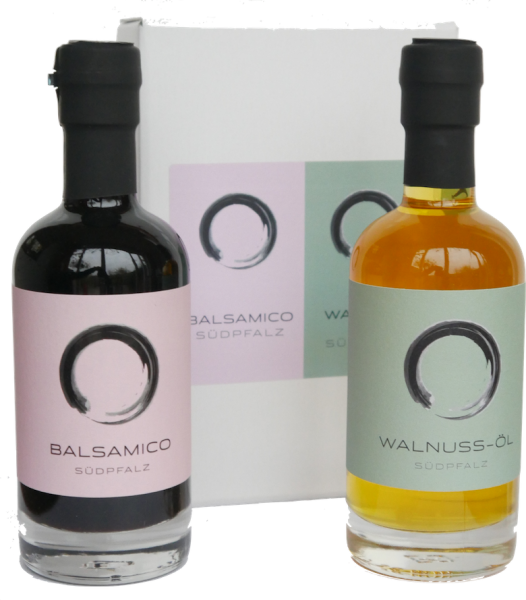 Geschenkset mit Balsamico Südpfalz und BIO-Walnussöl aus der Südpfalz (2 x 250 ml)